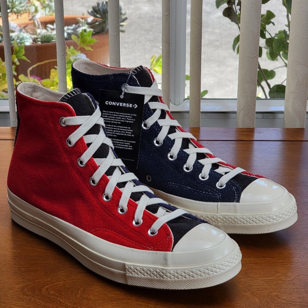Converse Men's Chuck 70 Hi Upcycle Fleece 172267C Red/Blue/Black Size 10